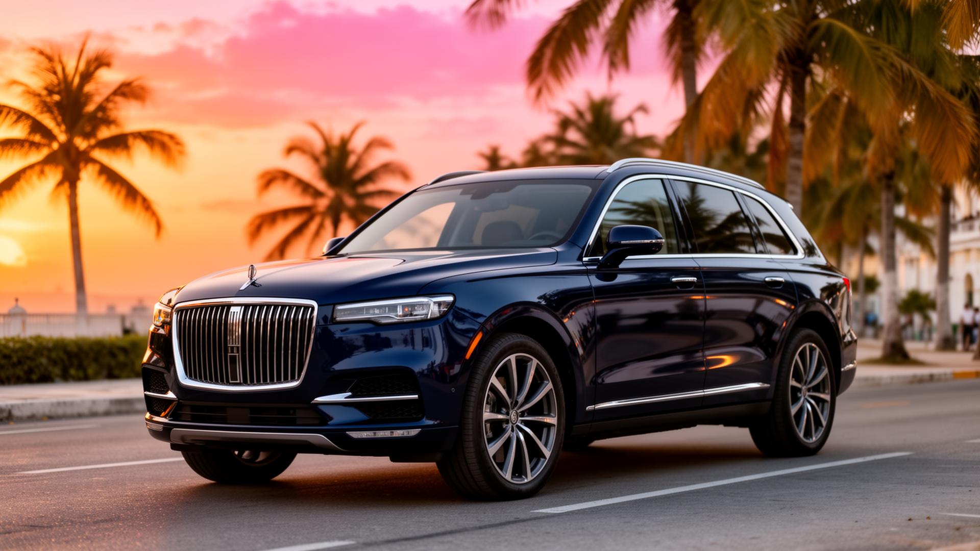 SUV de lujo al atardecer en Santo Domingo